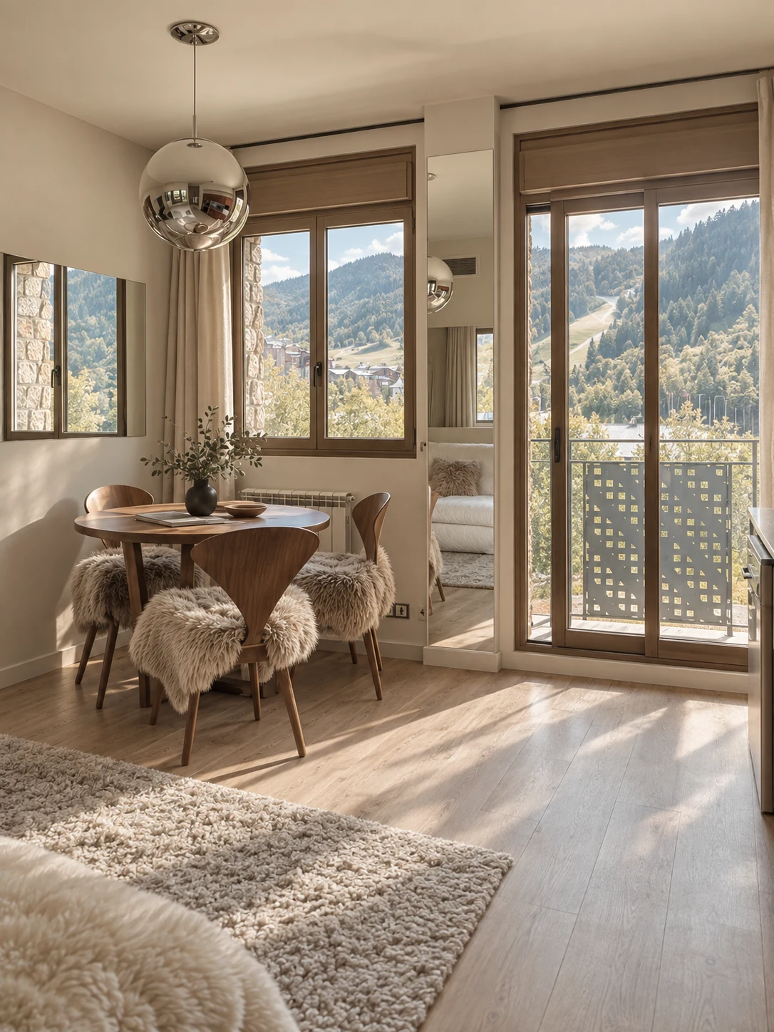 SNØCUBE interior with mountain views