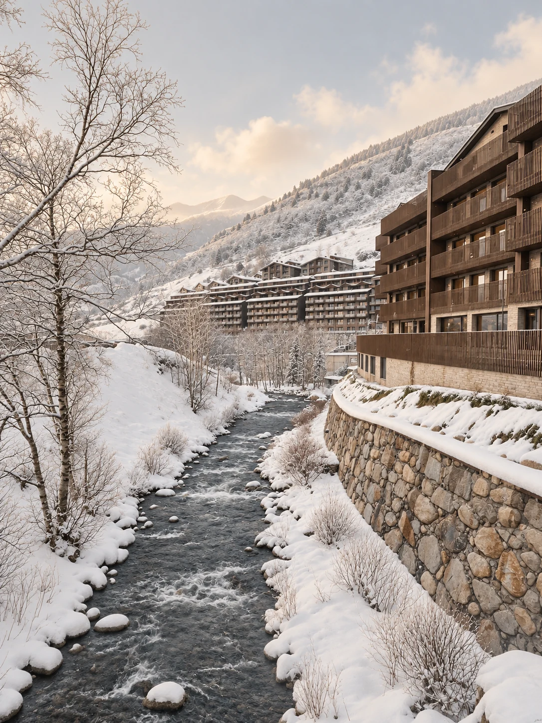 Snowy river in El Tarter